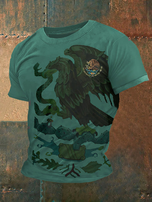Camiseta de manga corta México Eagle Print Vintage Fashion para hombre