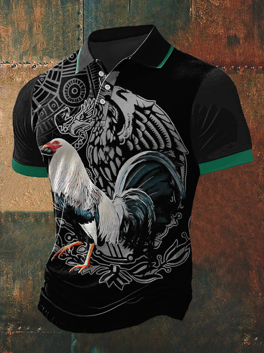 Camiseta de manga corta México Roster Print Polo Neck para hombre