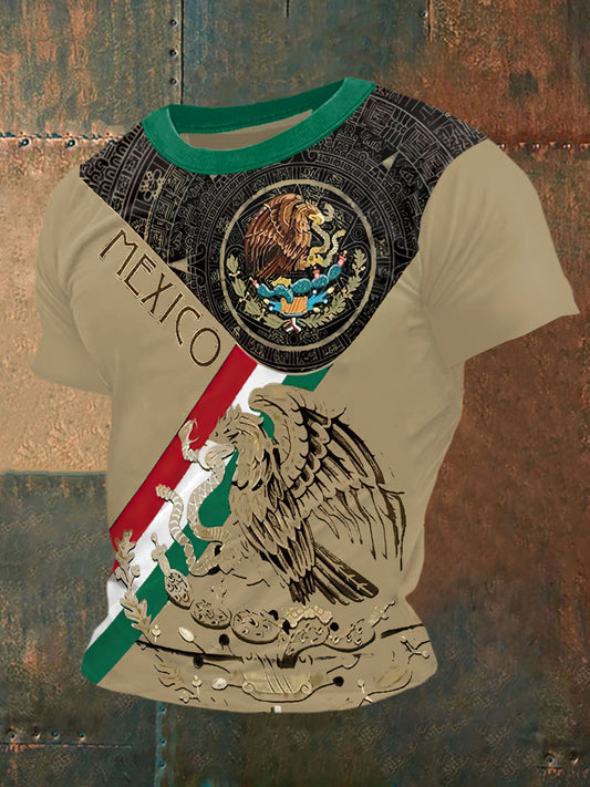 Camiseta de manga corta México Print Vintage Fashion para hombre