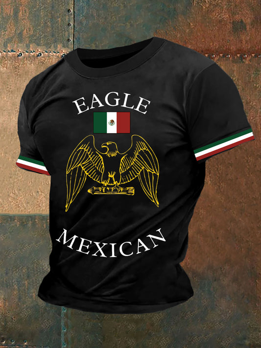 Bandera mexicana de los hombres Impreso Casual Top de manga corta