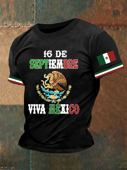 Hombres Mexican Independence Day Impreso Casual manga corta Top