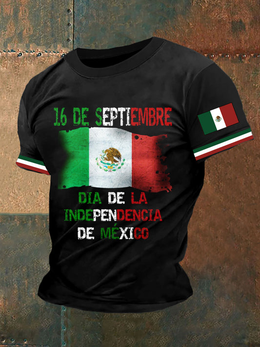 Hombres Mexican Independence Day Impreso Casual manga corta Top