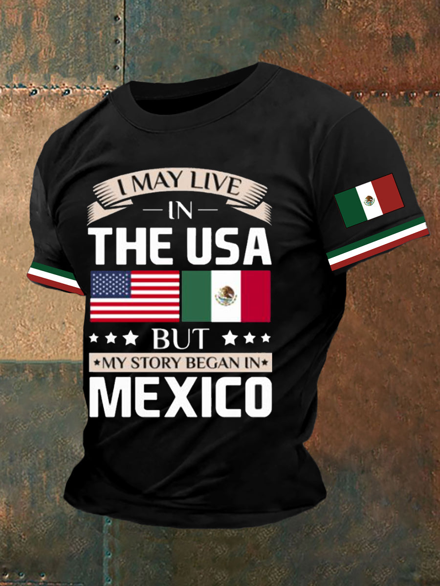 Camiseta con estampado de bandera mexicana para hombre