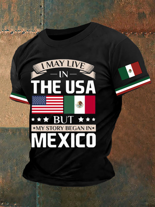 Camiseta con estampado de bandera mexicana para hombre