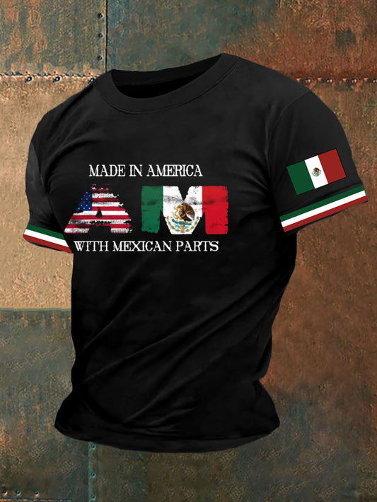 Camiseta con estampado de bandera mexicana para hombre