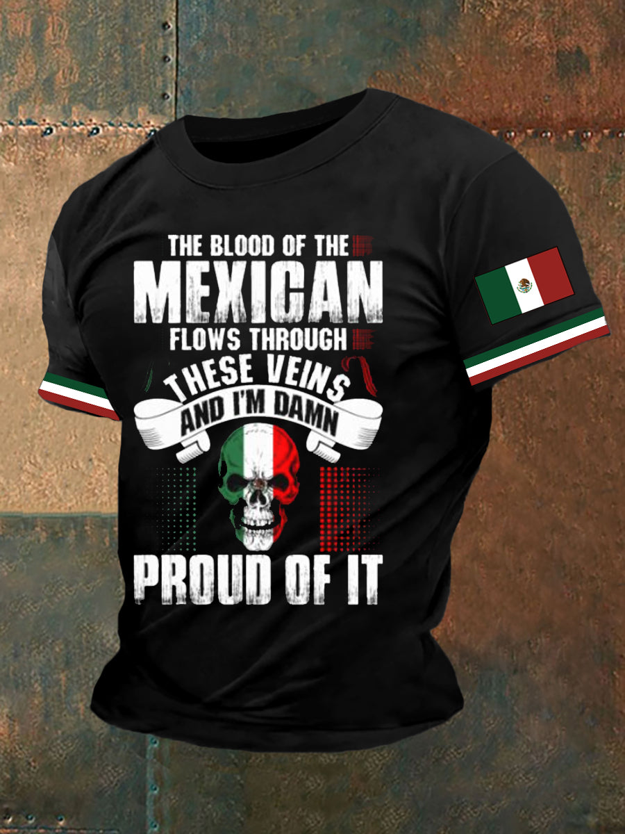 Camiseta con estampado de bandera mexicana para hombre