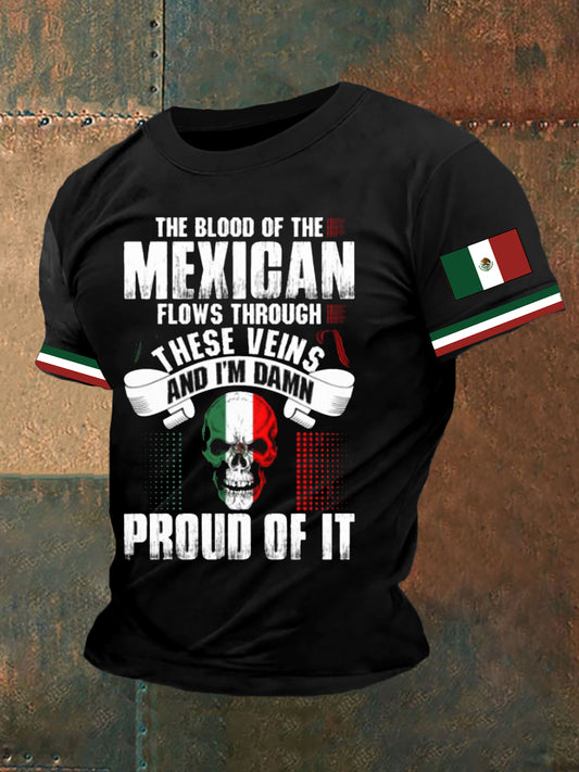 Camiseta con estampado de bandera mexicana para hombre