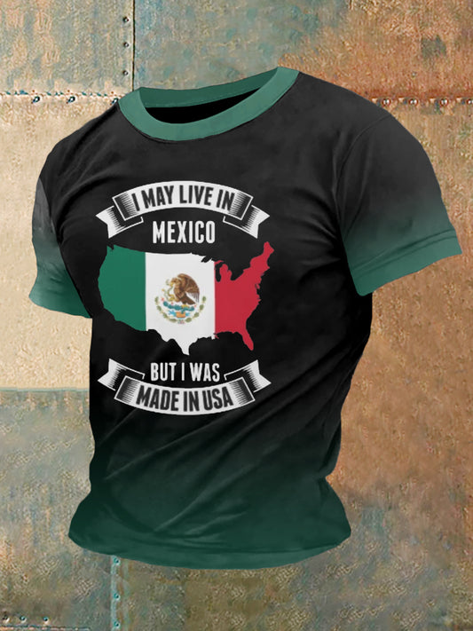 Camiseta con estampado de bandera mexicana para hombre