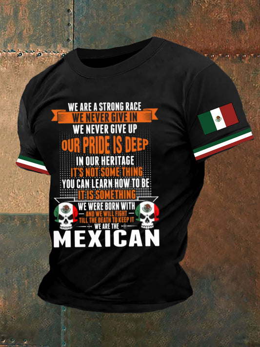 Camiseta con estampado de bandera mexicana para hombre