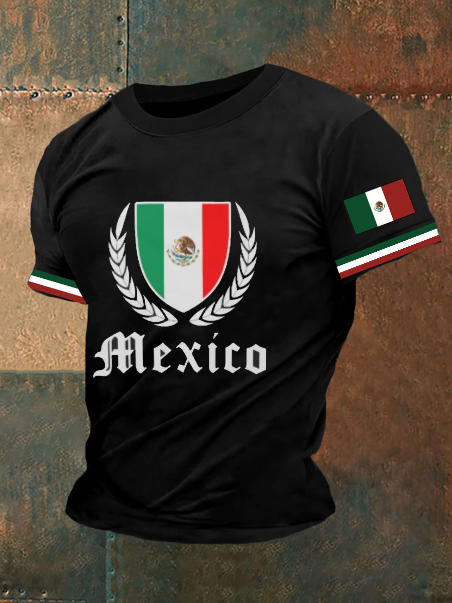 Camiseta con estampado de bandera mexicana para hombre