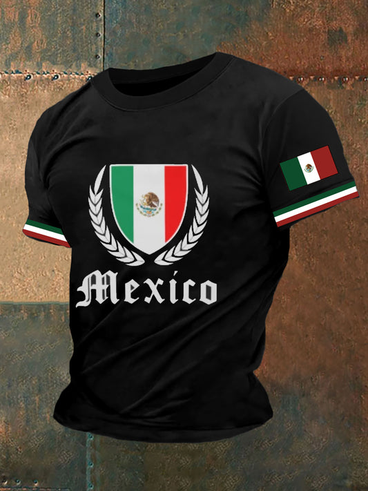 Camiseta con estampado de bandera mexicana para hombre
