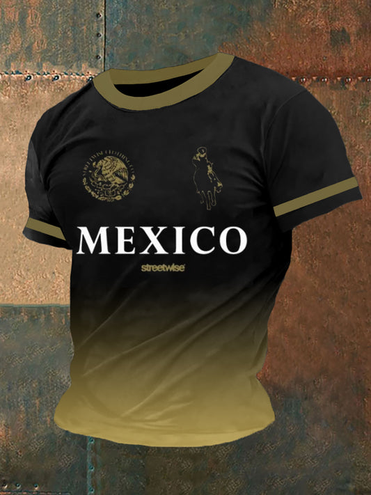 Hombres Jersey mexicano Azteca Imprimir Deportes Casual Top de manga corta
