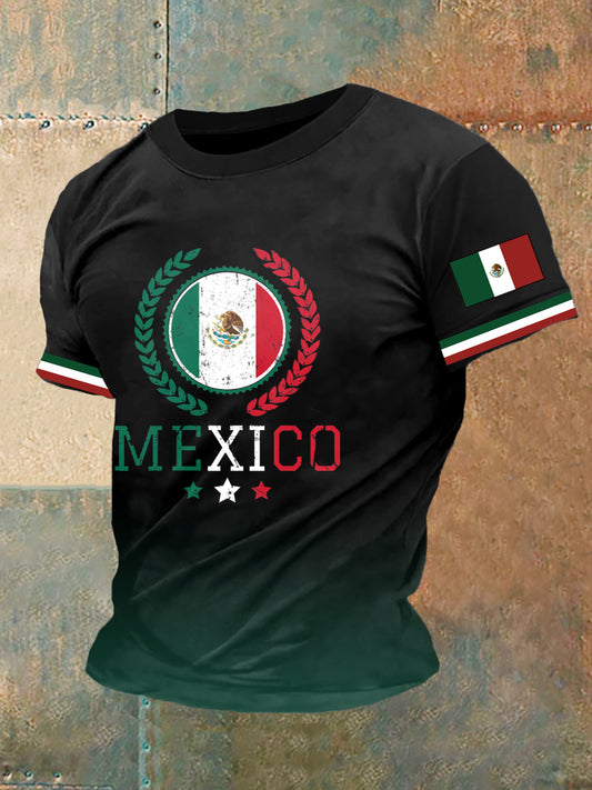 Camiseta con estampado de bandera mexicana para hombre