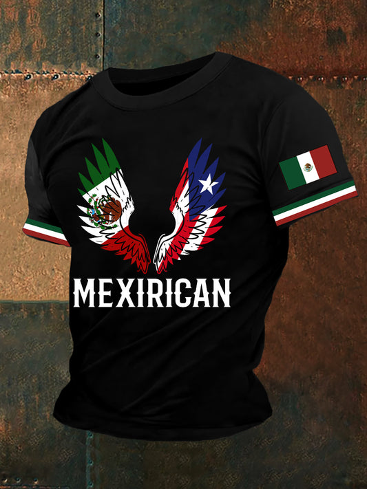 Camiseta con estampado de bandera mexicana para hombre