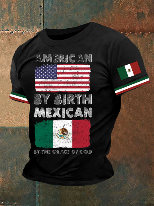 Camiseta con estampado de bandera mexicana para hombre