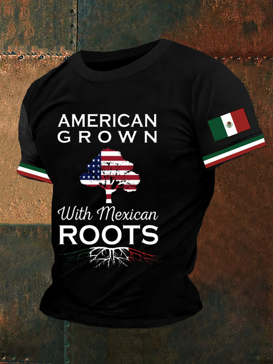 Camiseta con estampado de bandera mexicana para hombre