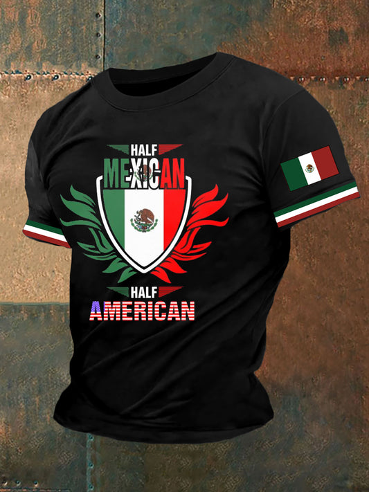 Camiseta con estampado de bandera mexicana para hombre