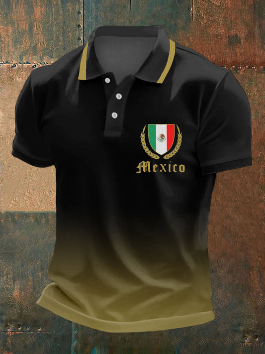 Hombres cultura mexicana Azteca diseño manga corta Polo deportes camisa casual