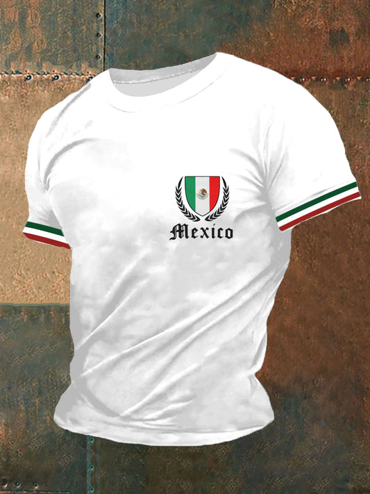 Camiseta con estampado de bandera mexicana para hombre
