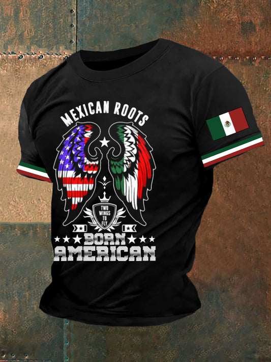Camiseta con estampado de bandera mexicana para hombre