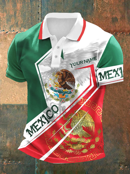Hombres cultura mexicana Azteca diseño manga corta Polo deportes camisa casual