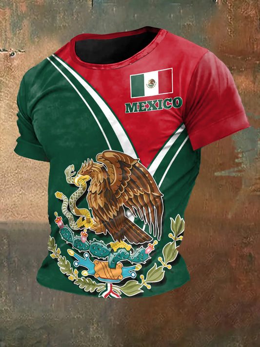 Camiseta de manga corta México Print Vintage Fashion para hombre