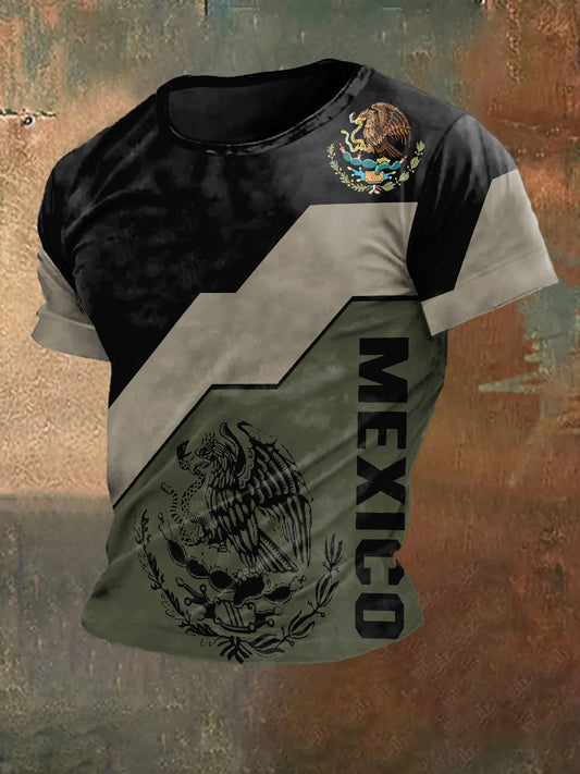 Camiseta de manga corta México Print Vintage Fashion para hombre