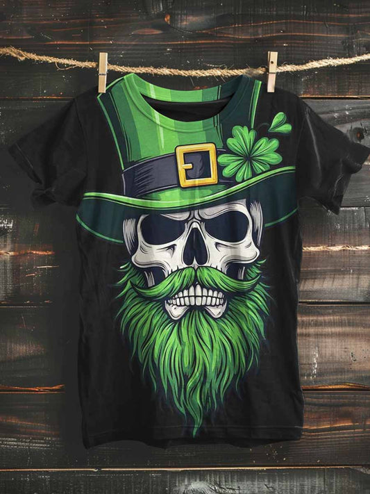 Unisex St. Patrick's Skull Print Casual Camiseta de manga corta