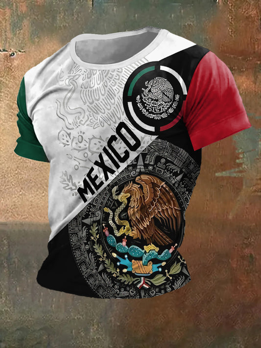 Camiseta de manga corta México Print Vintage Fashion para hombre