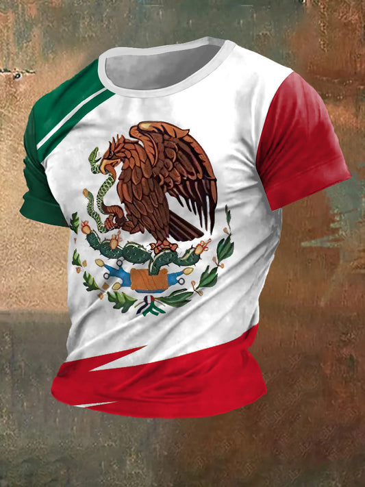 Camiseta de manga corta México Eagle Print Vintage Fashion para hombre