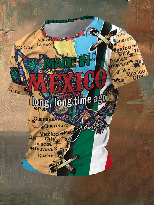 Hombres Made In Mexico Imprimir Vintage Moda Camiseta de manga corta