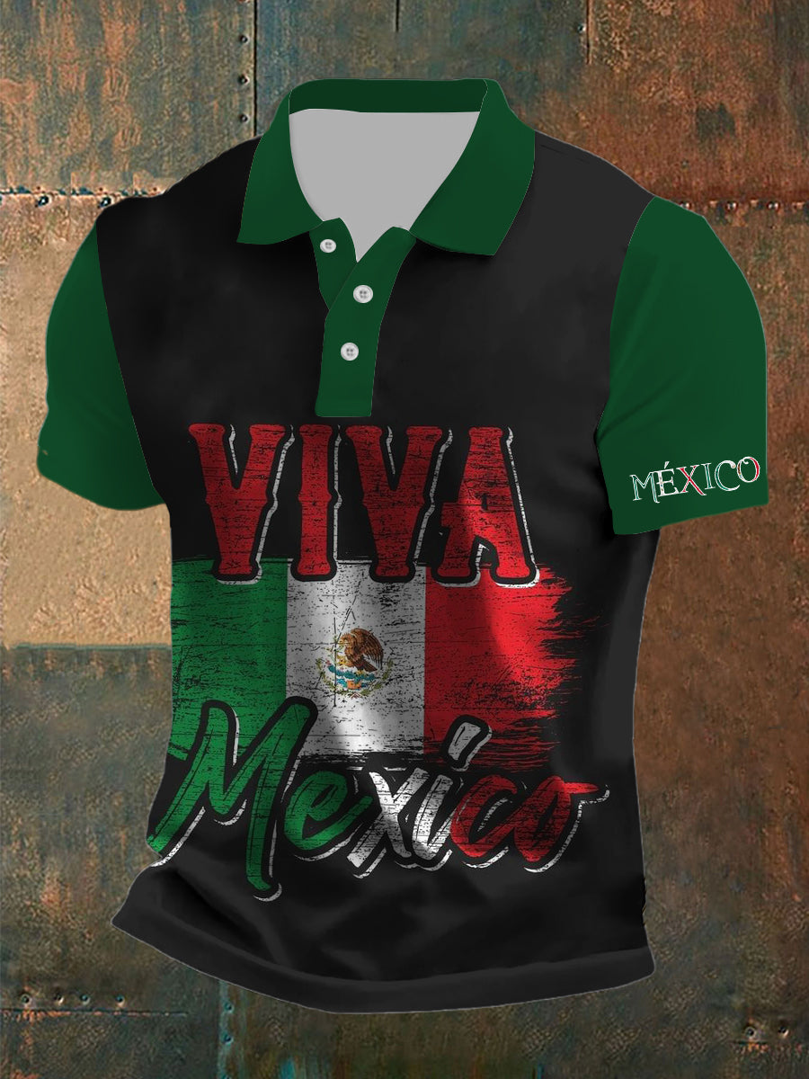 Camiseta de manga corta con estampado mexicano para hombre