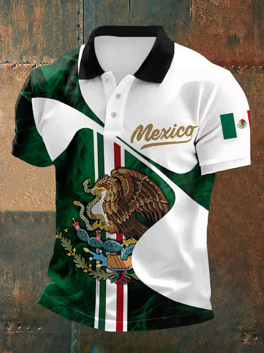 Top casual con estampado de bandera de México para hombre