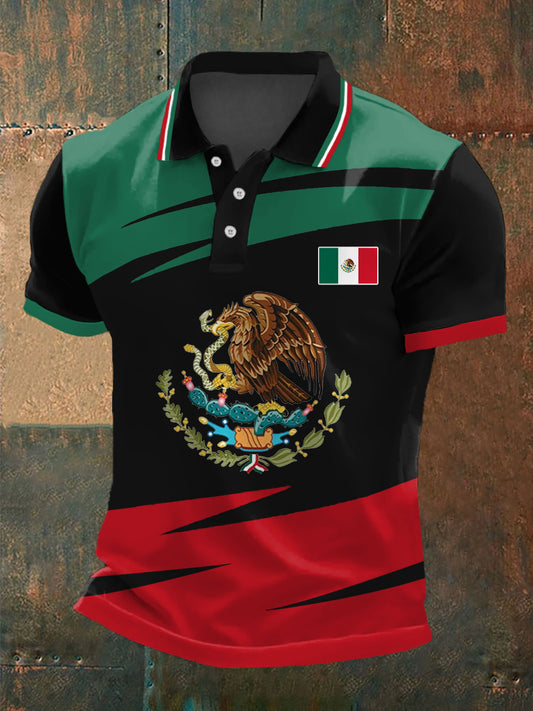 Top casual con estampado de bandera de México para hombre