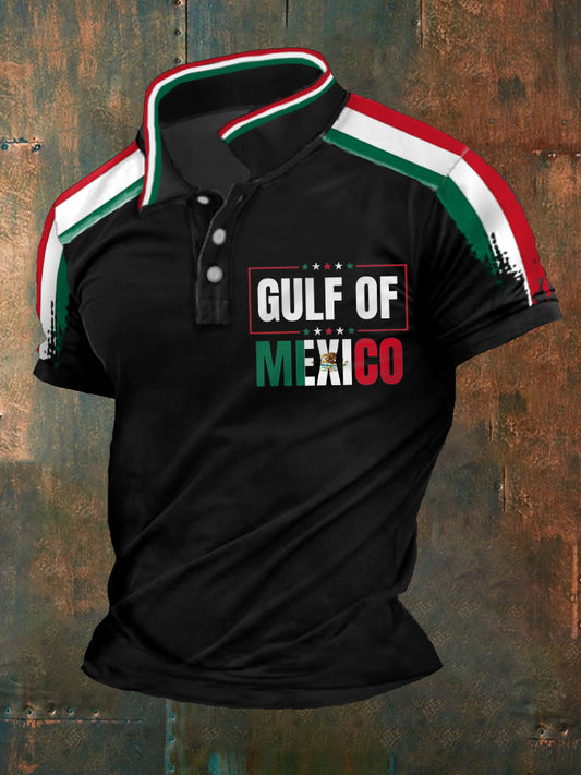 Top informal con estampado de bandera de México del Golfo de México para hombre