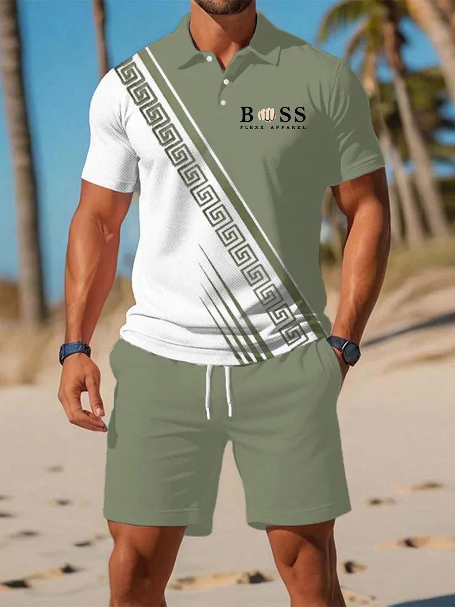 Traje de polo de manga corta de negocios casual para hombres