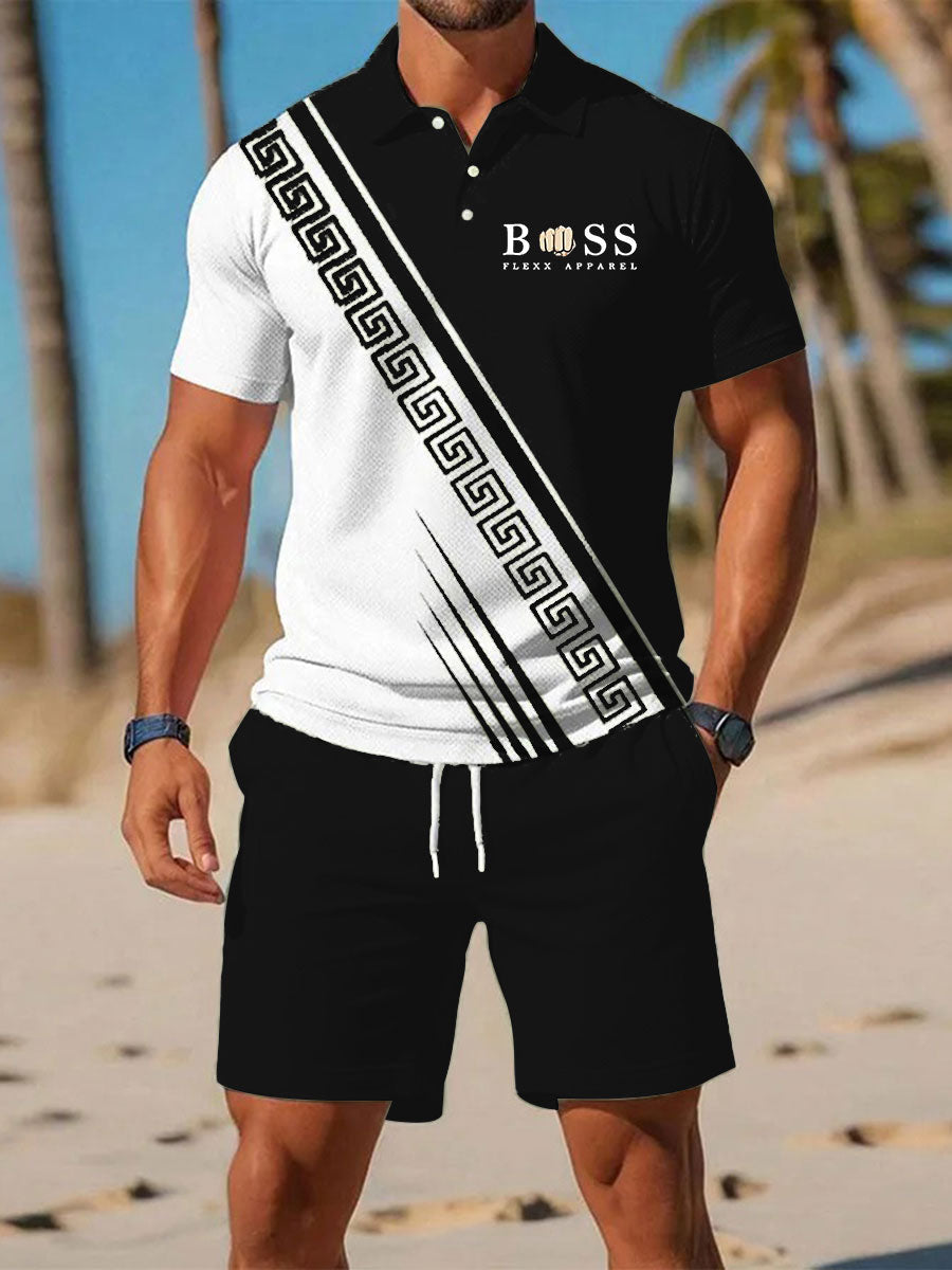Traje de polo de manga corta de negocios casual para hombres