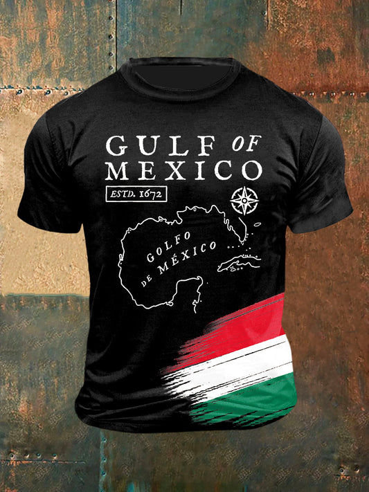 Culf Of Mexico Print Vintage Fashion Camiseta de manga corta para hombre
