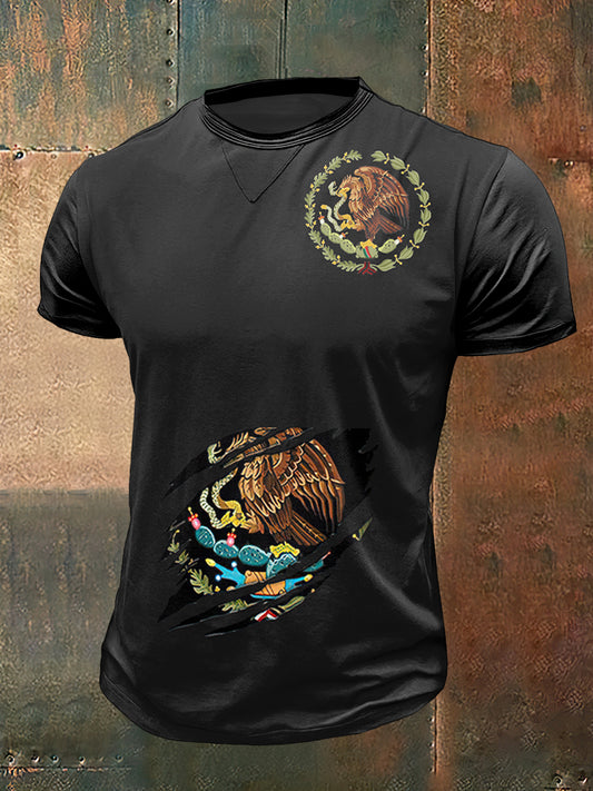 Camiseta de manga corta México Print Vintage Fashion para hombre