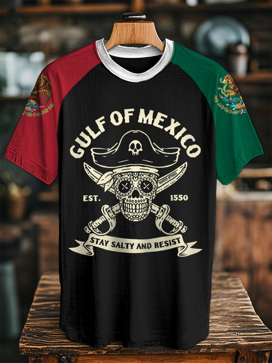 Pirata Golfo de México de los hombres estancia salado y resistir imprimir camiseta casual