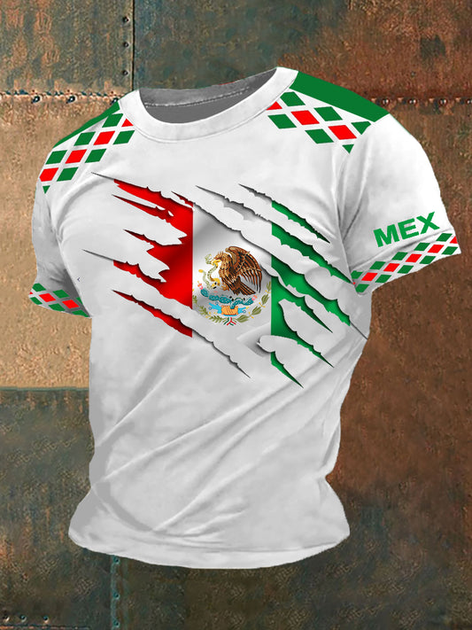 Camiseta casual impresa de la bandera mexicana 3D de los hombres