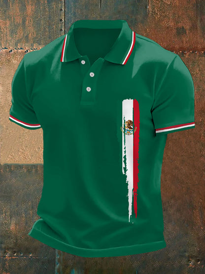 Top Casual con Estampado de Bandera Mexicana para Hombre