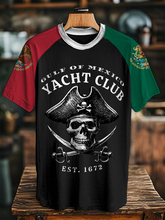 Los hombres del pirata Golfo de México Yacht Culb Est.1672 Imprimir Casual Tee
