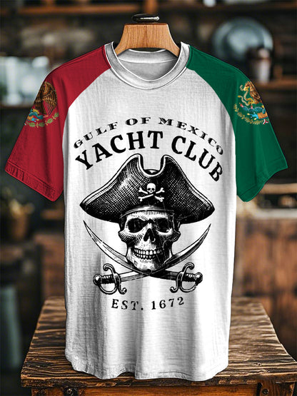 Los hombres del pirata Golfo de México Yacht Culb Est.1672 Imprimir Casual Tee