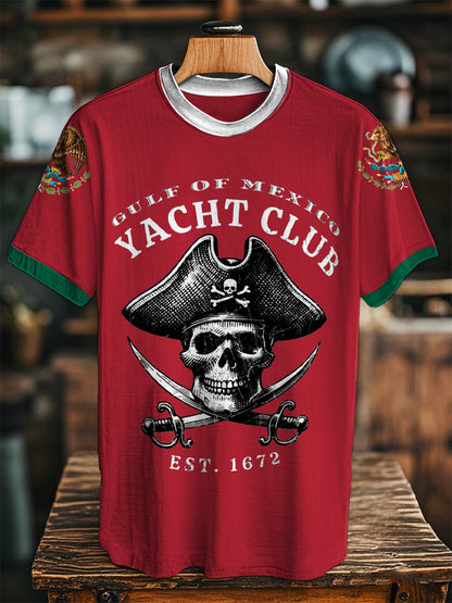 Los hombres del pirata Golfo de México Yacht Culb Est.1672 Imprimir Casual Tee