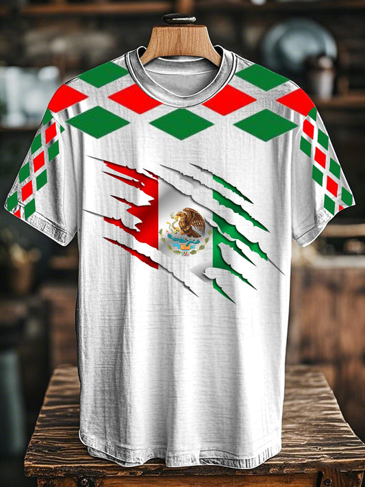 Camiseta casual impresa de la bandera mexicana 3D de los hombres