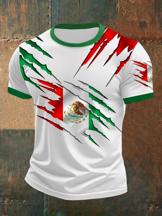 Camiseta casual impresa de la bandera mexicana 3D de los hombres