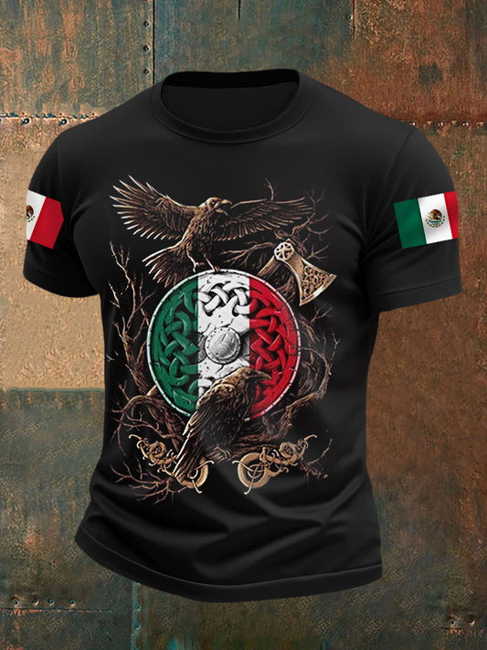 Camiseta Casual México Viking Print para hombre