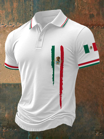 Top casual con estampado de bandera de México para hombre