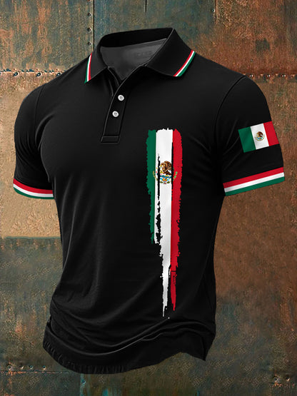 Top casual con estampado de bandera de México para hombre